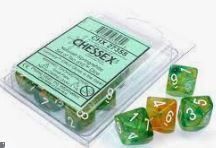 Ten d10s Spring w/white Nebula Dice Set - CHX27355